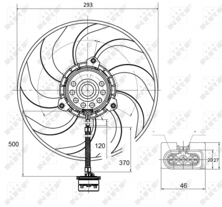 Ventilator - Ventilator radiator potrivit SEAT CORDOBA, IBIZA III; SKODA FABIA I, FABIA I PRAKTIK; VW FOX, POLO, POLO IV 1.2-1.9D 08.99-04.12