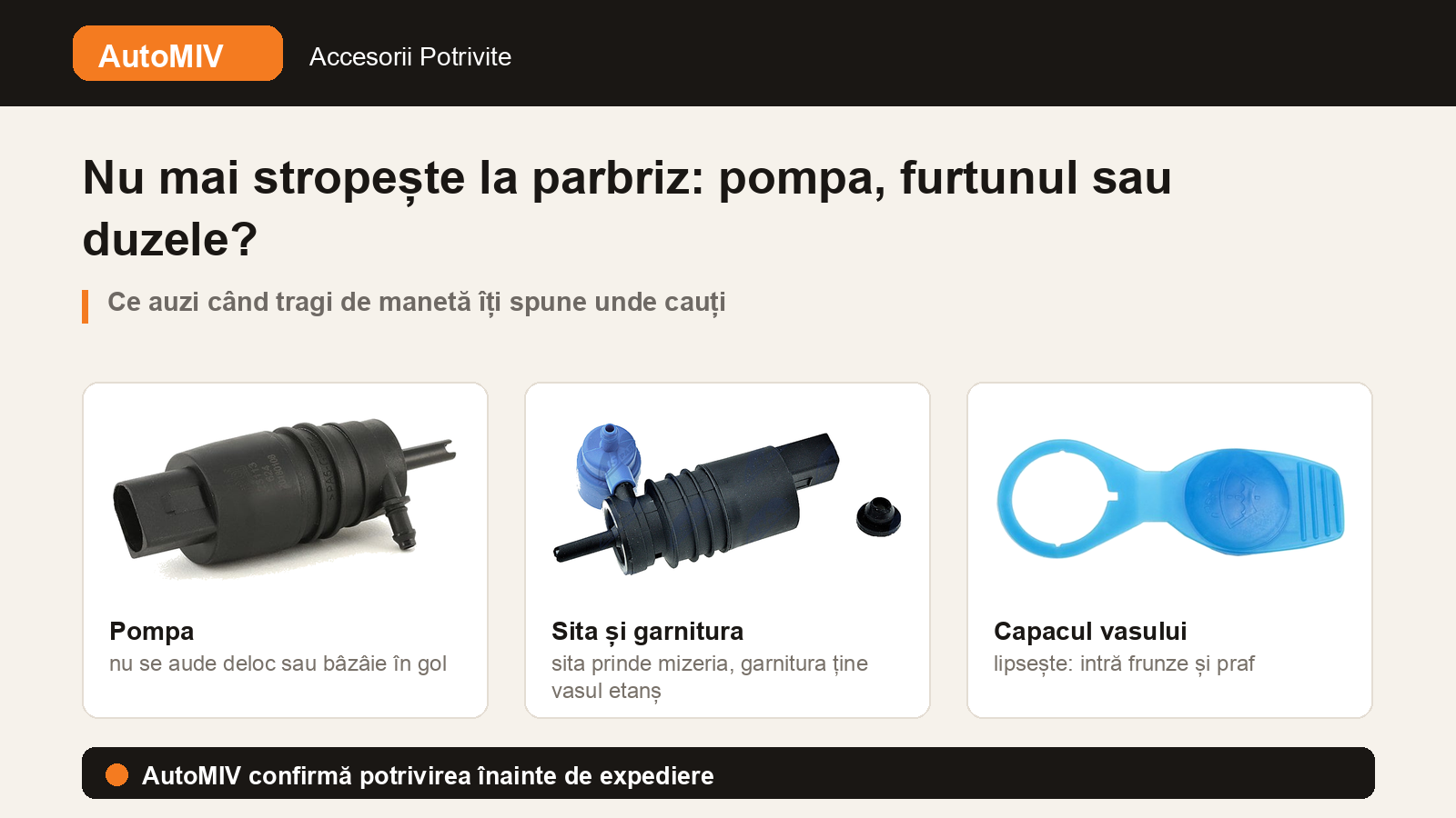 Nu mai stropește la parbriz: pompa, furtunul sau duzele?