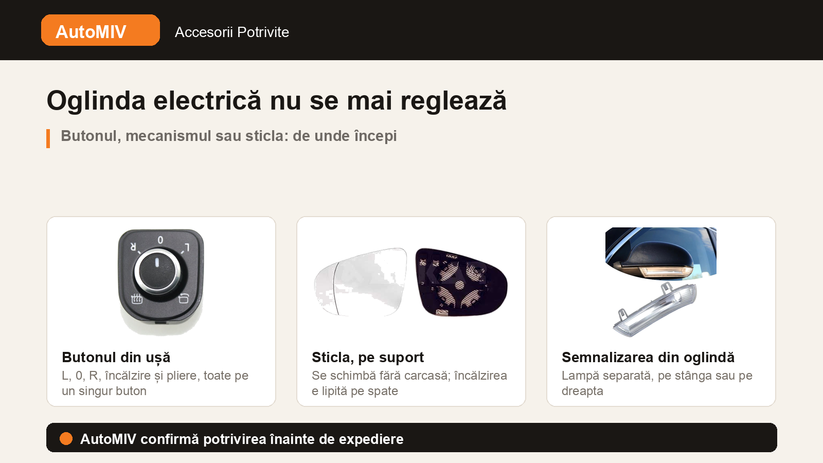 Oglinda electrică nu se mai reglează sau nu se pliază: butonul sau motorul?