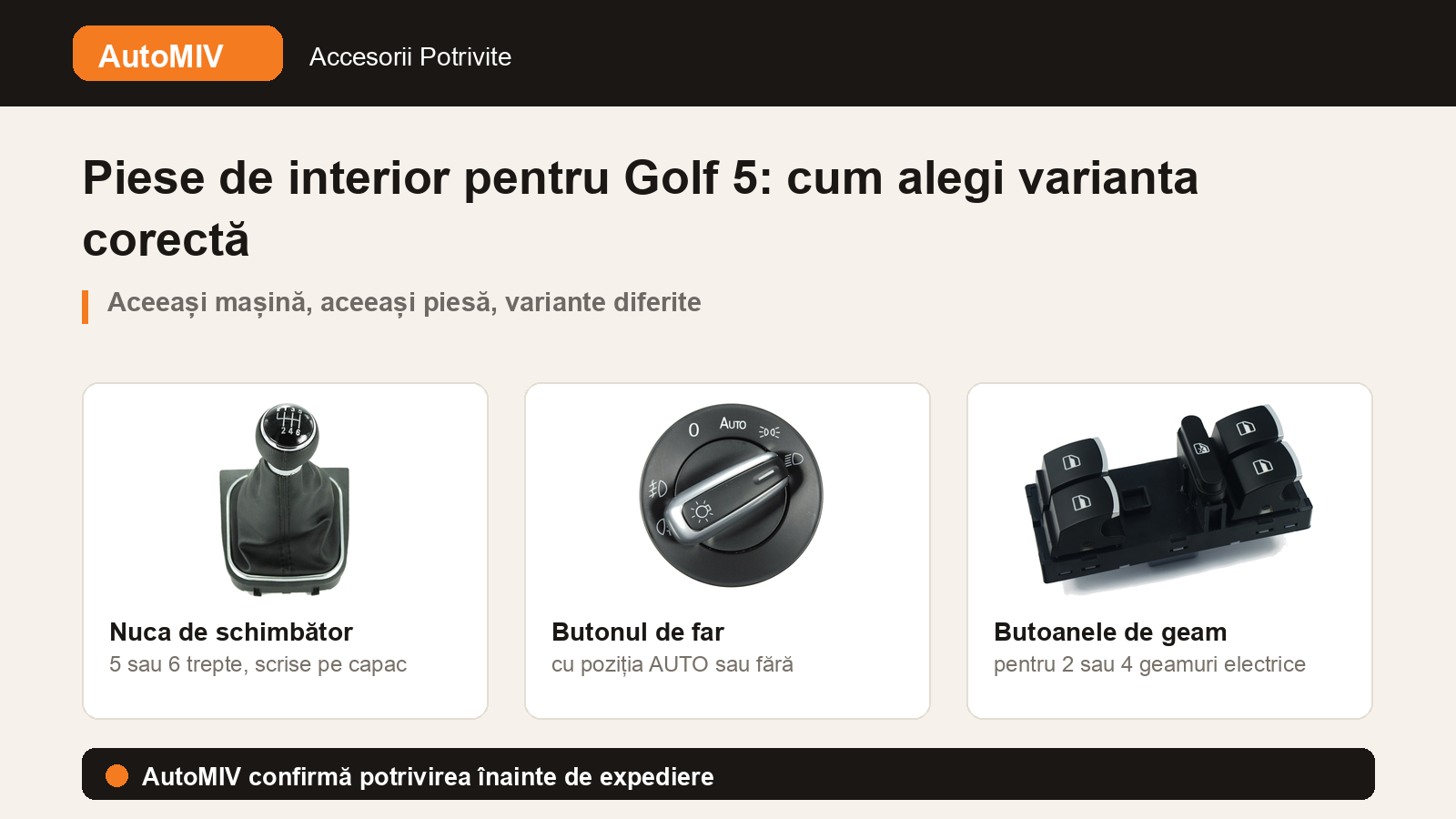 Piese de interior pentru Golf 5: cum alegi varianta corectă