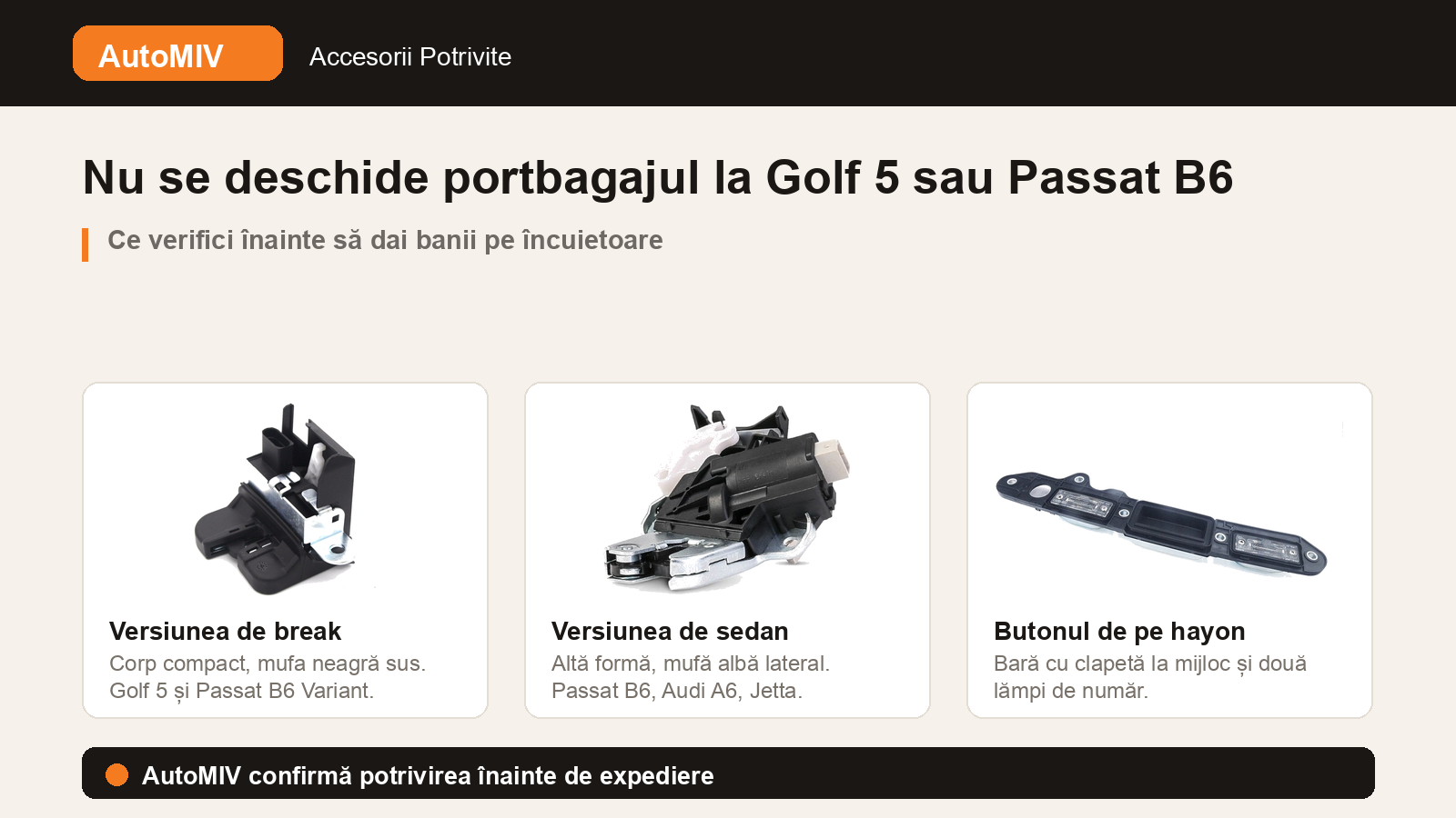Nu se deschide portbagajul la Golf 5 sau Passat B6: ce verifici înainte să dai banii pe încuietoare