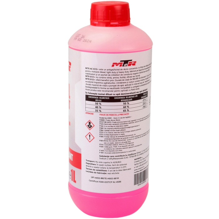 Antigel Concentrat MTR G12+ Roșu 1L | Protecție Extinsă -72°C [2]