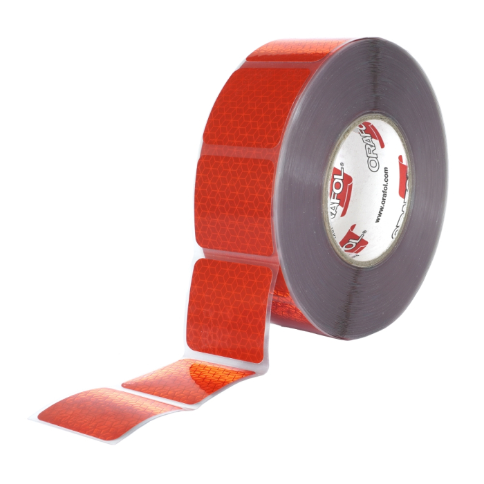 BANDA REFLECTORIZANTA SEGMENTATA REFLEXITE ORAFOL ROSU 50MMX50M ECE 104 [2]