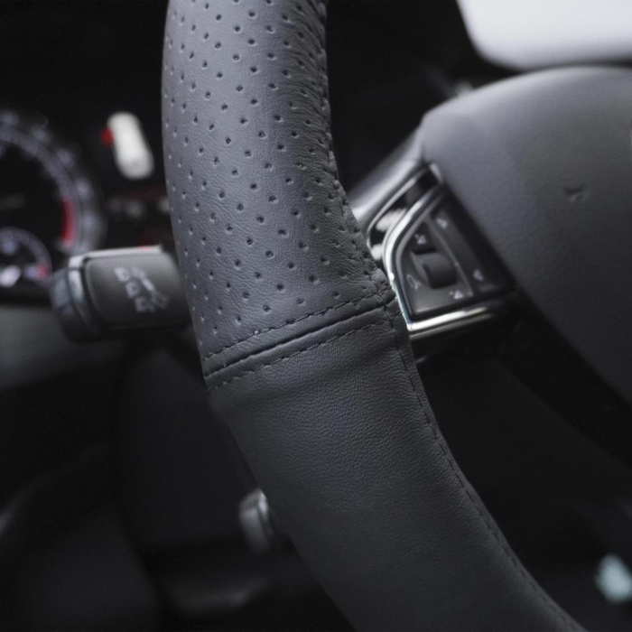 Husă volan piele naturală semi-perforată neagră 37-39 cm UMBRELLA [4]