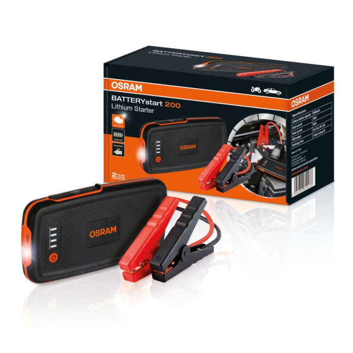 Robot Pornire Auto Osram BATTERYstart 200, Jump Starter cu Litiu 6000 mAh și Power Bank USB, pentru Motoare până la 3 L [2]