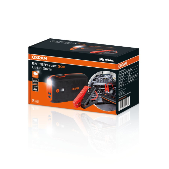 Robot Pornire Auto Osram BATTERYstart 300, Jump Starter cu Litiu 13000 mAh și Power Bank USB, Benzină până la 6 L, Diesel până la 3 L [3]