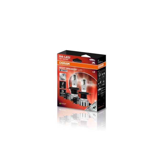 SET 2 BECURI NIGHT BREAKER LED START H4 +230% BLISTER OMOLOGARE RAR [1]