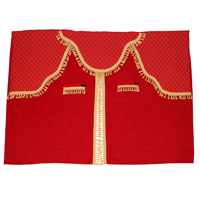 SET PERDELE CABINA CAMION. UNIVERSALE. VELUR. ROSU-AURIU
