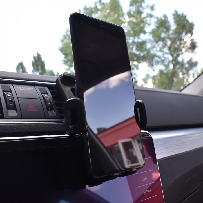 SUPORT TELEFON AUTO EXTENSIBIL 55-105MM CU PRINDERE IN GRILA DE VENTILATIE [1]