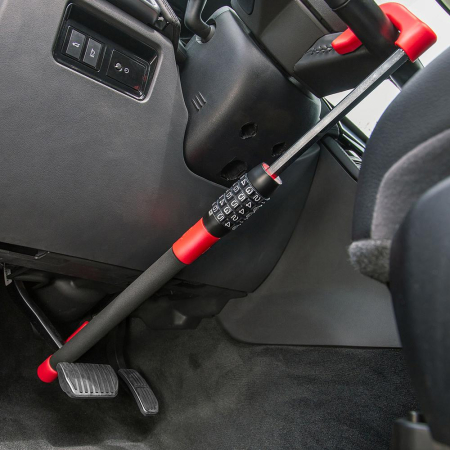 Antifurt auto Heyner pentru volan si pedale cu cifru, otel zincat, reglabil 49,5-78 cm [2]