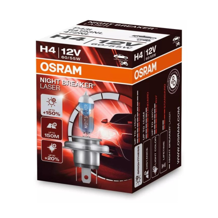 Becuri Auto - BEC 12V H4 60/55 W NIGHT BREAKER LASER NextGen +150% OSRAM