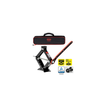 Cric auto mecanic foarfecă 1,5 t Heyner Black Edition cu husă și manivelă cu clichet [0]