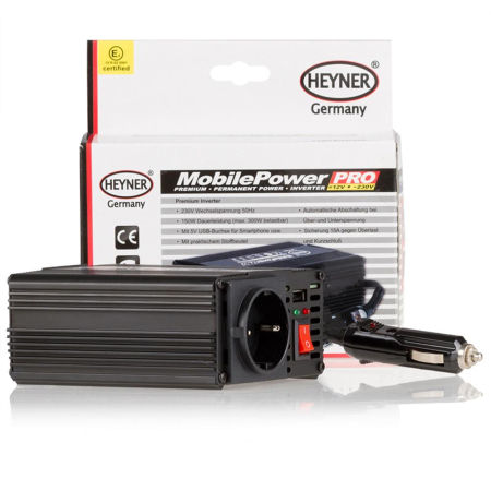 Invertor auto Heyner MobilePower Pro 12V 230V cu priza Schuko USB si stecher de bricheta [1]