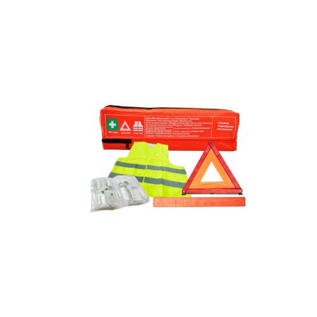 Kit siguranță auto cu trusă medicală, vestă și triunghi în geantă roșie [2]