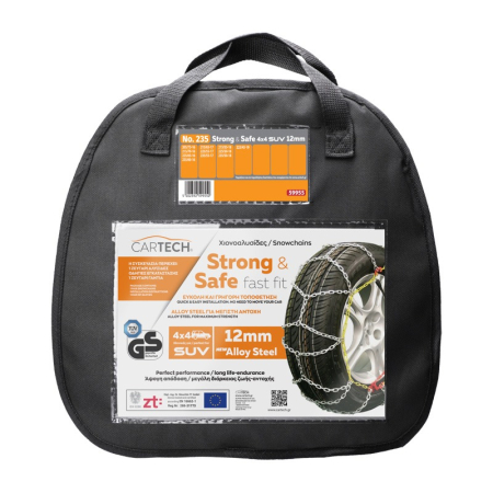 Lanțuri Antiderapante - Lanțuri Antiderapante Cartech Strong & Safe Nr. 235, 12 mm, Set 2 Bucăți pentru SUV, Anvelope 215/65 R17, 225/55 R17, 235/55 R17