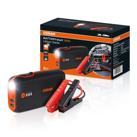 Robot Pornire Auto Osram BATTERYstart 300, Jump Starter cu Litiu 13000 mAh și Power Bank USB, Benzină până la 6 L, Diesel până la 3 L [1]