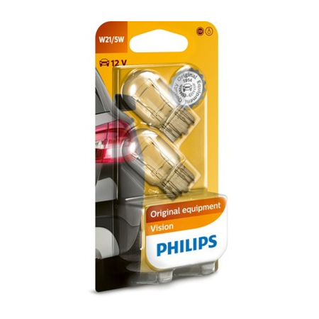 Becuri Auto - SET 2 BECURI FARA SOCLU 12 V W21/5W W3X16q PHILIPS