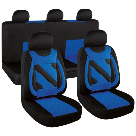 Huse Auto - Set huse scaun auto Nero negru-albastru 11 piese