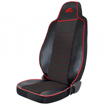 Huse Scaune Auto - SET HUSE SCAUN TRUCK UMBRELLA PENTRU MAN TGX EURO 6 PIELE ECOLOGICA NEAGRA + VELVET NEGRU