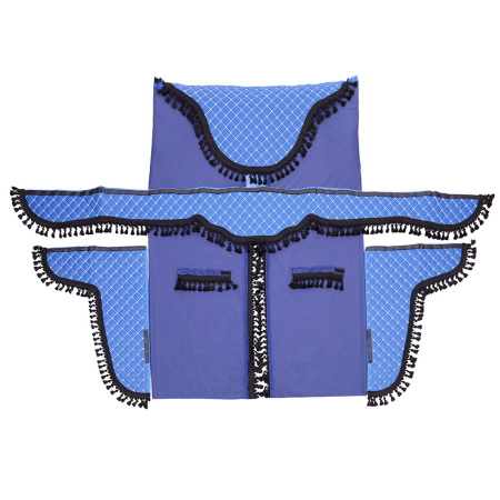 Accesorii Cabina Camion - SET PERDELE CABINA CAMION. UNIVERSALE. VELUR. ALBASTRU-NEGRU