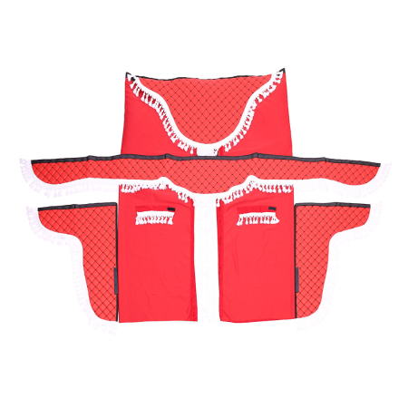 Accesorii Cabina Camion - SET PERDELE CABINA CAMION. UNIVERSALE. VELUR. ROSU-ALB