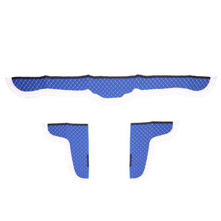 Accesorii Cabina Camion - SET PERDELE DECOR CABINA CAMION. UNIVERSALE. VELUR. ALBASTRU - ALB