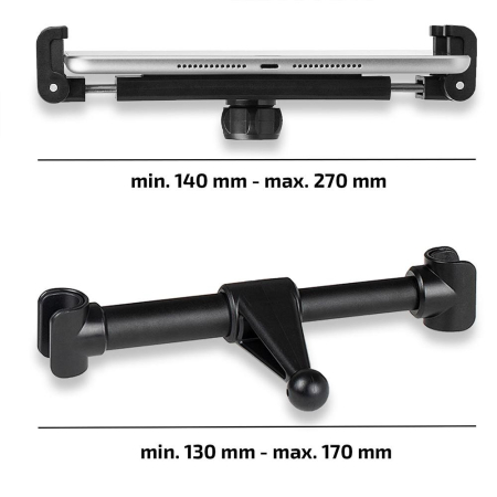 Accesorii Interior Auto - Suport auto pentru tableta cu prindere pe tijele tetierei, marca Heyner