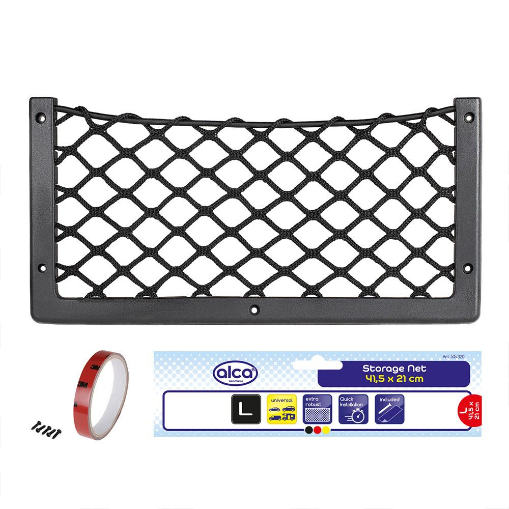 Organizator Auto tip Plasă ALCA 41,5 x 21 cm - Ramă Rigidă, Bandă 3M și Șuruburi Incluse