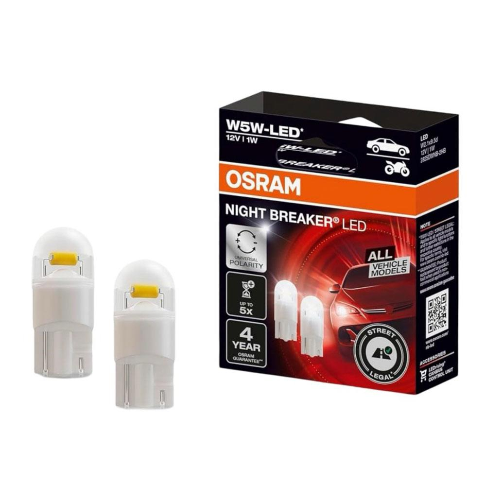 Set 2 Becuri LED W5W Osram Night Breaker LED - Omologare RAR, 12V 1W, 5700K