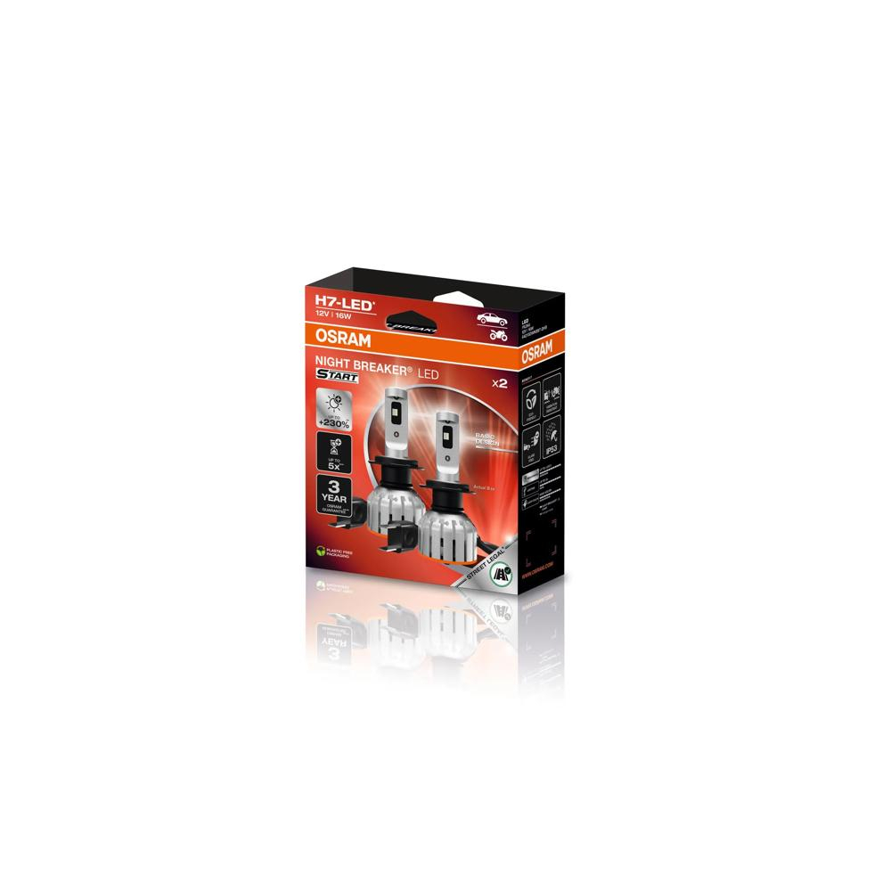 SET 2 BECURI NIGHT BREAKER LED START H7 +230% BLISTER OMOLOGARE RAR