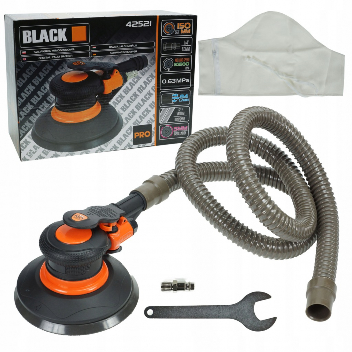 Slefuitor Orbital Pneumatic 150mm - Presiune 0.63MPa, Consum 84 l/min, Cu Aspirare si Cheie [4]