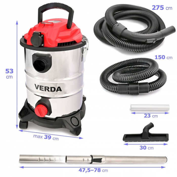 Aspirator industrial 25L pentru cenusa semineu  centrala termica soba  1650W  cuva inox SN196 [3]