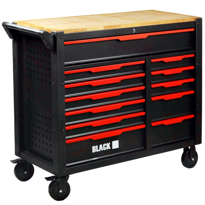 Banc de lucru cu sertare BLACK, 542 piese, dulap dublu 12 sertare, blat lemn si inchidere centralizata BK10504 [6]