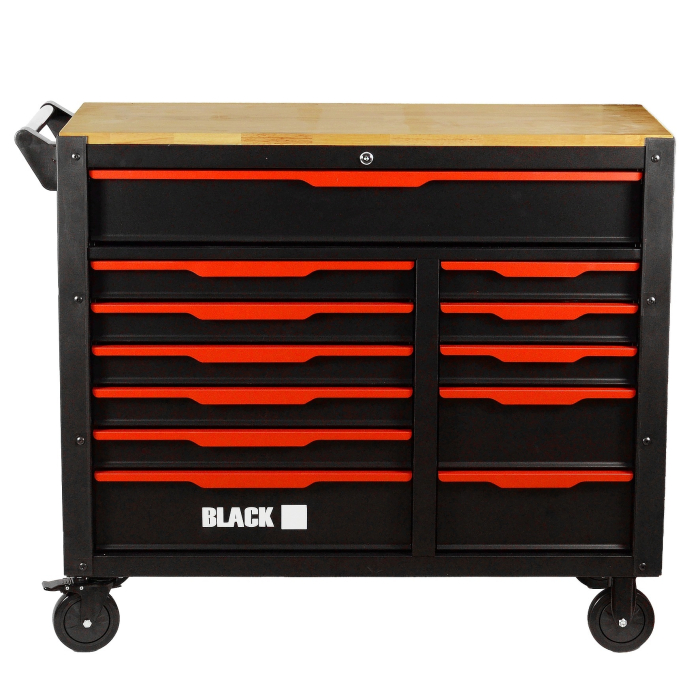 Banc de lucru cu sertare BLACK, 542 piese, dulap dublu 12 sertare, blat lemn si inchidere centralizata BK10504 [7]