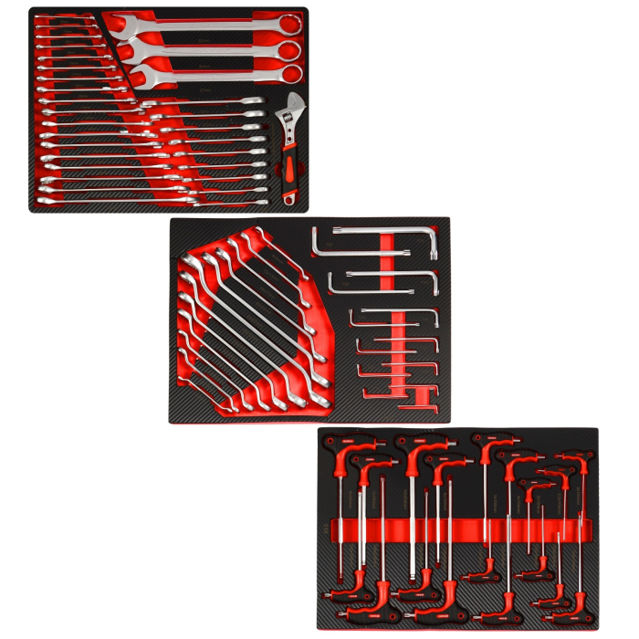 Banc de lucru cu sertare BLACK, 542 piese, dulap dublu 12 sertare, blat lemn si inchidere centralizata BK10504 [8]