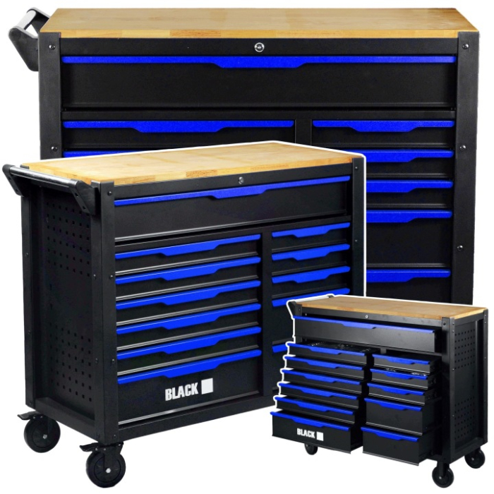 Banc de lucru cu sertare profesional BLACK, 360 piese, 12 sertare, blat lemn si incuietoare centrala    BK10503 [8]