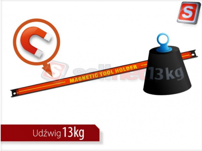 Set de 6x suporturi pentru scule cu bandă magnetică 60cm, suport pentru bară de scule magnetică 13 kg, profesional SN3522-6 [8]