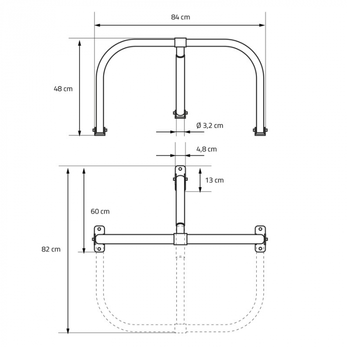 Bariera metalica pentru parcari 43x76 cm cu lacat  SN1804 [12]