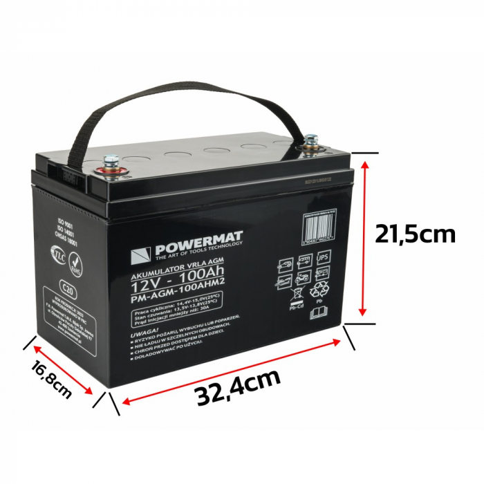 Baterie VRLA 100Ah pentru UPS C20- acumulator pentru fotovoltaice, rulote, surse de alimentare 12V [3]