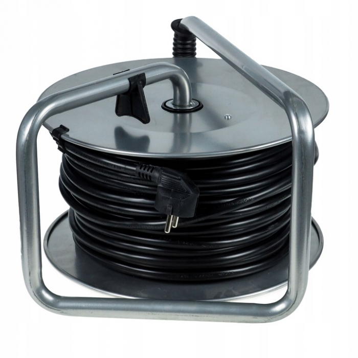 Cablu prelungitor cu rola metalica solida 4 prize lungime 50m 3x2.5mm [7]