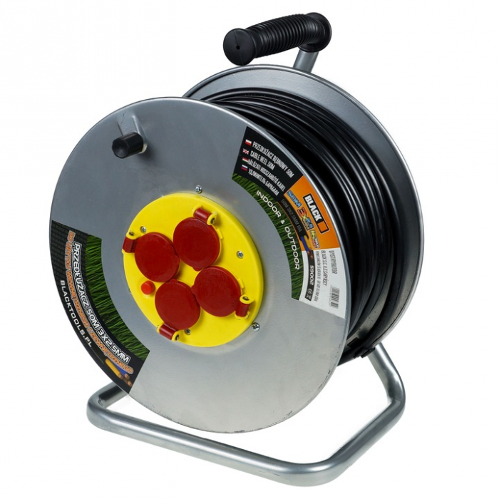Cablu prelungitor cu rola metalica solida 4 prize lungime 50m 3x2.5mm [5]