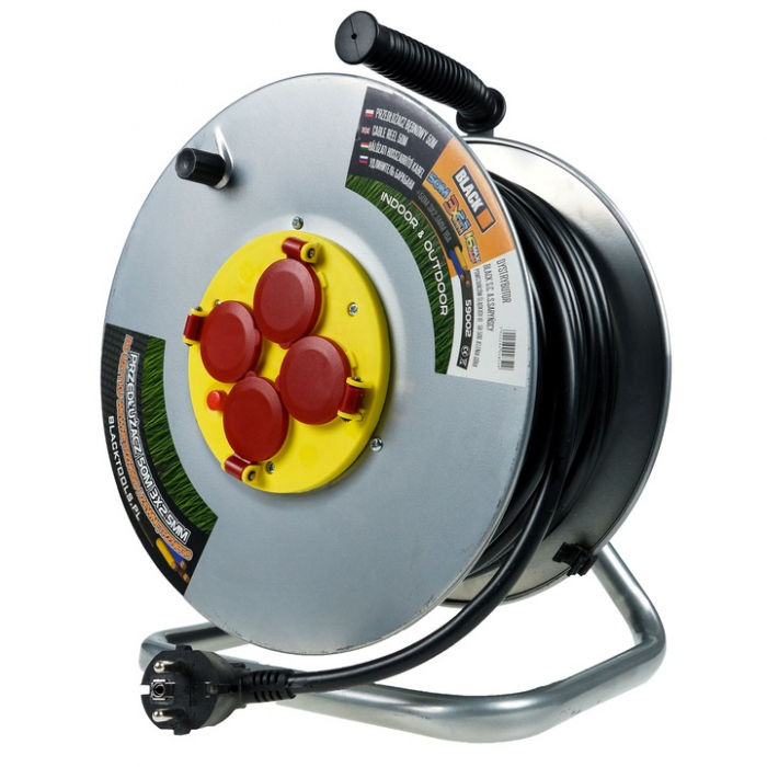 Cablu prelungitor cu rola metalica solida 4 prize lungime 50m 3x2.5mm [8]