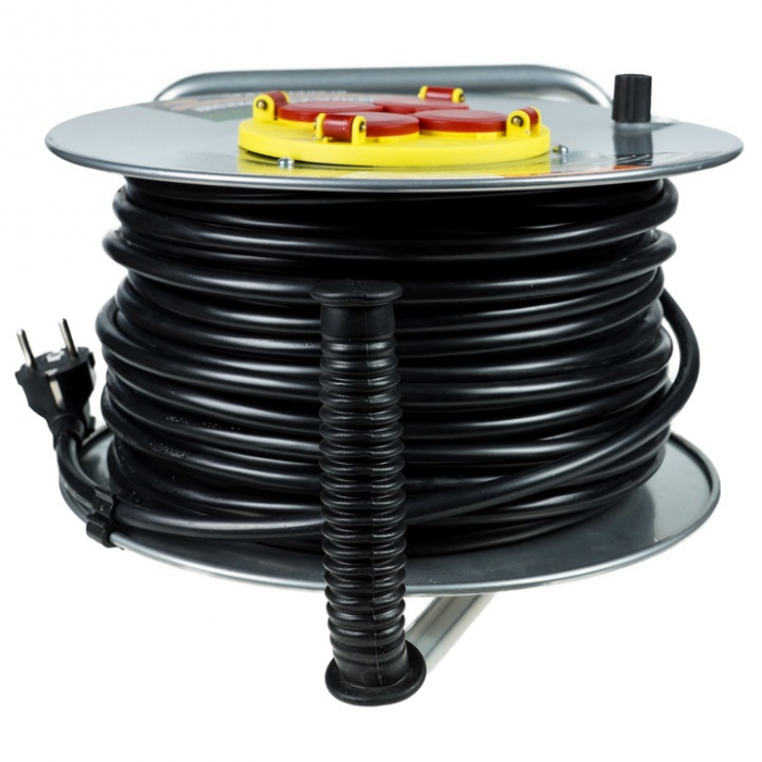 Cablu prelungitor cu tambur si cadru metalic 50M 3x2,5mm grosime [3]