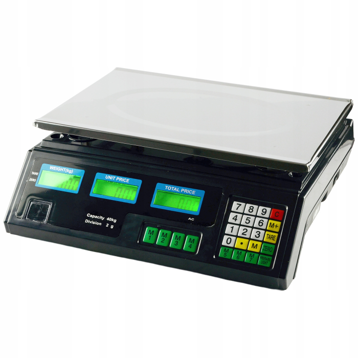 Cantar Electronic Profesional de Masa Black 40 kg / 1 g, Negru, cu 6 Afisaje LCD, Acumulator Incorporat si Platan din Otel Inoxidabil [8]