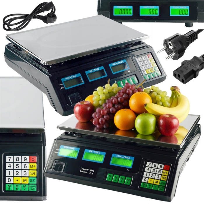 Cantar Electronic Profesional de Masa Black 40 kg / 1 g, Negru, cu 6 Afisaje LCD, Acumulator Incorporat si Platan din Otel Inoxidabil [5]