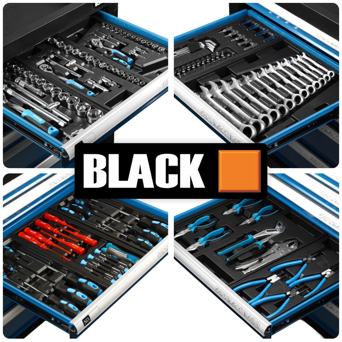 Carucior de Scule Profesional BLACK - Complet Echipat, Dulap de Atelier Mobil cu 6 Sertare, Sistem de Inchidere Centralizata si Frana  BK10502 [8]