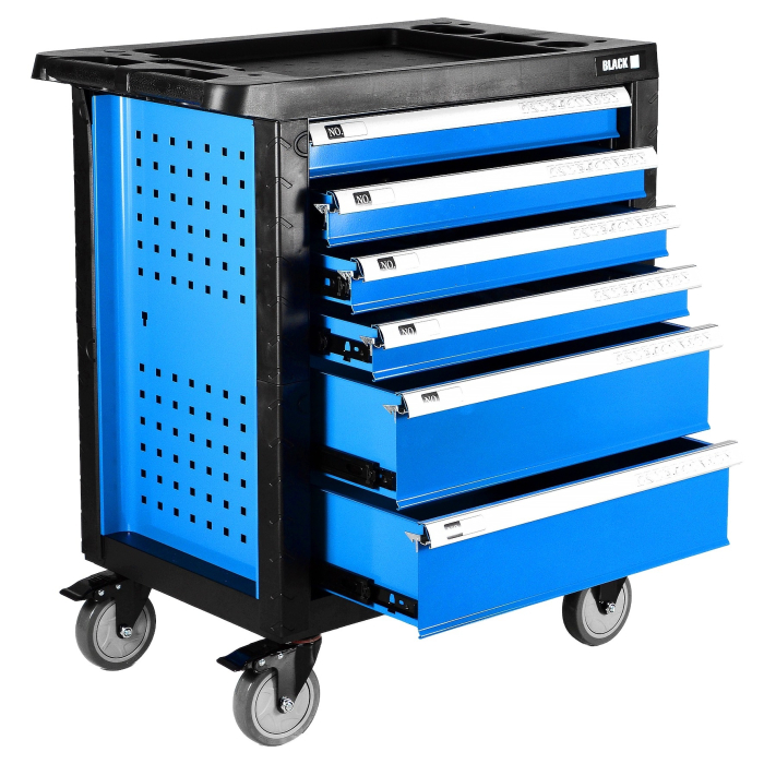 Carucior de Scule Profesional BLACK - Complet Echipat, Dulap de Atelier Mobil cu 6 Sertare, Sistem de Inchidere Centralizata si Frana  BK10502 [2]