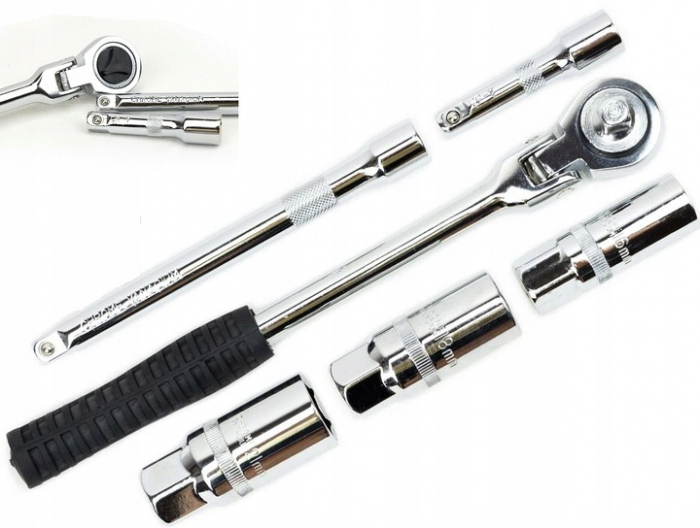 Cheie cu clichet tubulare 16-18-21 mm  pentru bujie cu prelungitoare 75mm si 151mm lungime  SN3633 [5]