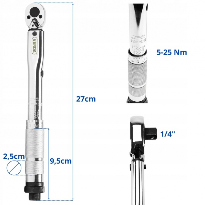 Cheie dinamometrica pentru bujii 1/4" 5-25 Nm in cutie SN1736 [4]