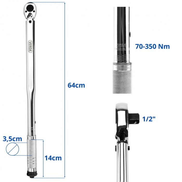 Cheie dinamometrica pentru roti de 1/2" 70-350 Nm in cutie SN1739 [4]